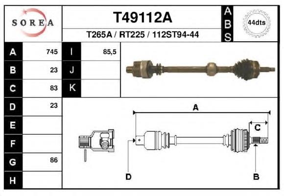 T49112A EAI semieixo (acionador dianteiro direito)