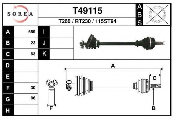 T49115 EAI Полуось передняя левая