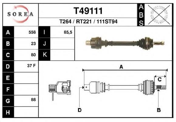 Левая полуось 7701351435 Renault (RVI)