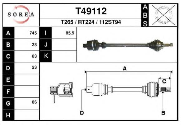 Правая полуось T49112 EAI