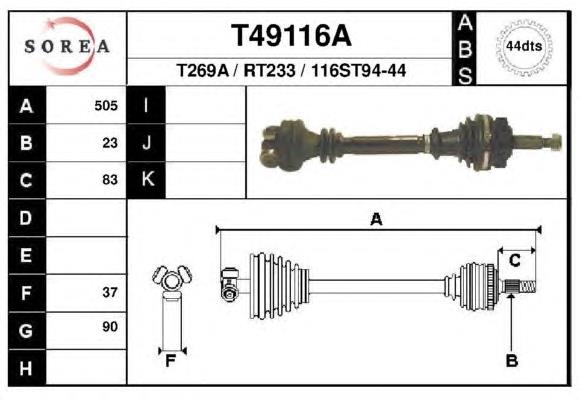 Правая полуось 7701352496 Renault (RVI)