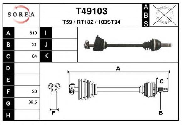 DRS6147.00 Open Parts semieixo (acionador dianteiro esquerdo)