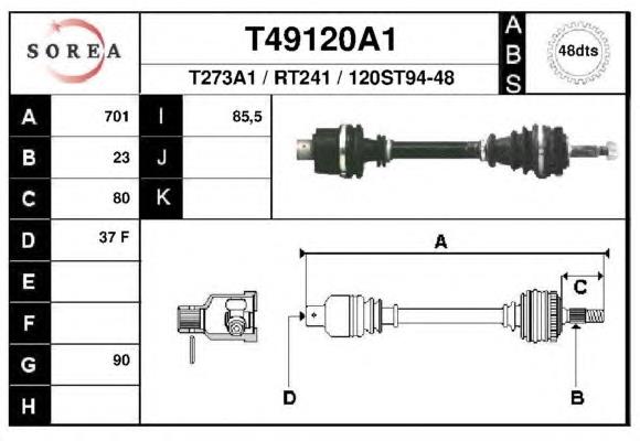 Правая полуось T49120A1 EAI