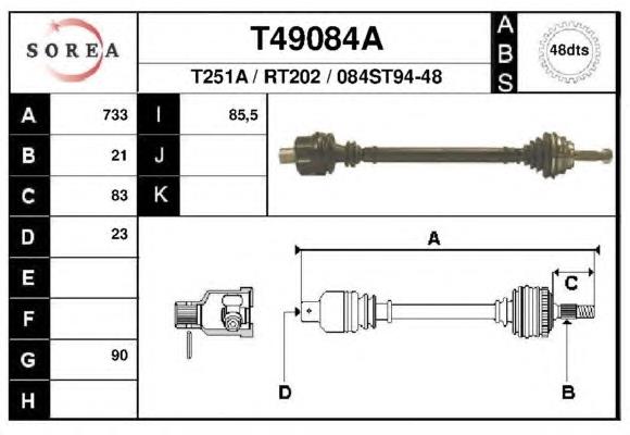 T49084A EAI полуось (привод передняя правая)