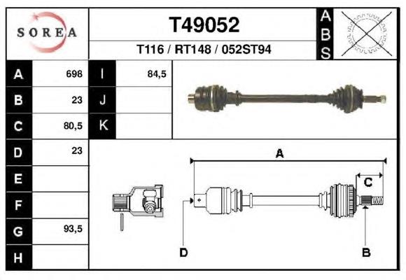 Левая полуось 7701498918 Renault (RVI)