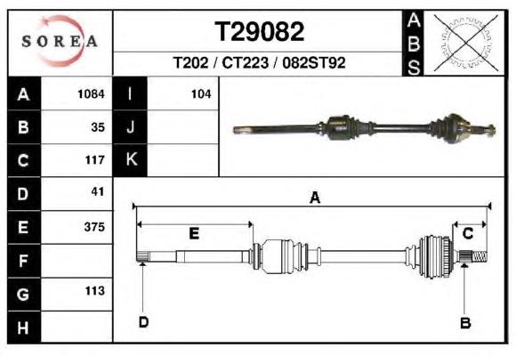 T29082 EAI semieixo (acionador dianteiro direito)