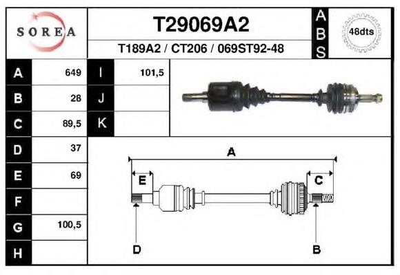 Привод передний левый EAI T29069A2 цена, от 144.24 USD