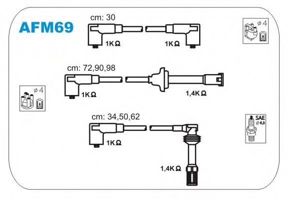 AFM69 Janmor fios de alta voltagem, kit