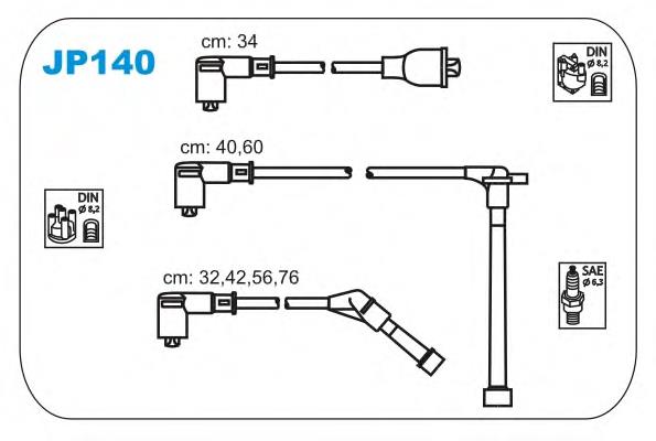 JP140 Janmor fios de alta voltagem, kit