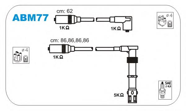 ABM77 Janmor fios de alta voltagem, kit