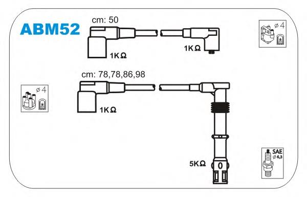 ABM52 Janmor fios de alta voltagem, kit