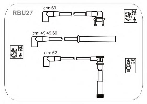 RBU27 Janmor fios de alta voltagem, kit