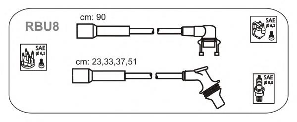 RBU8 Janmor fios de alta voltagem, kit