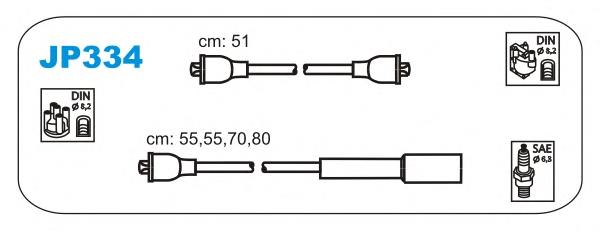 JP334 Janmor fios de alta voltagem, kit