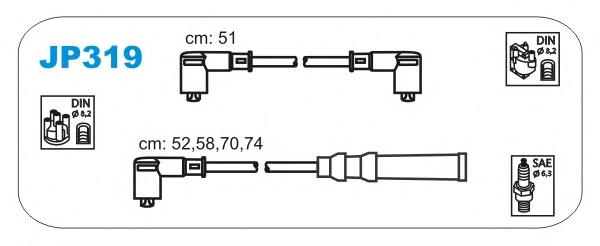 JP319 Janmor fios de alta voltagem, kit