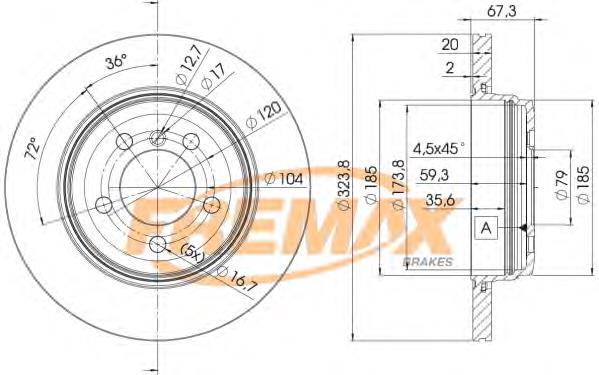 BD6127 Fremax disco do freio traseiro