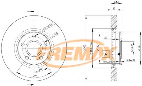 BD3937 Fremax disco do freio dianteiro