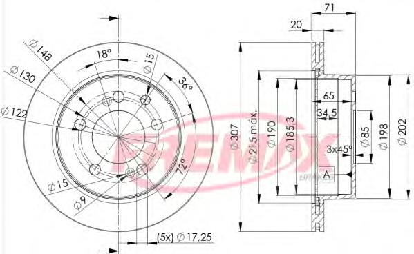 BD8675 Fremax disco do freio traseiro