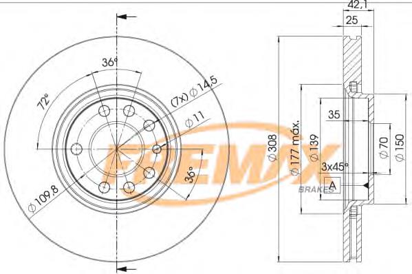 Передний тормозной диск Fremax BD9061