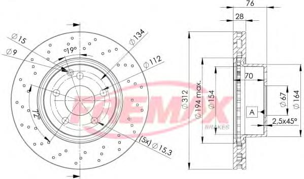 BD3054 Fremax disco do freio dianteiro