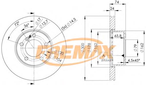 BD3405 Fremax disco do freio dianteiro