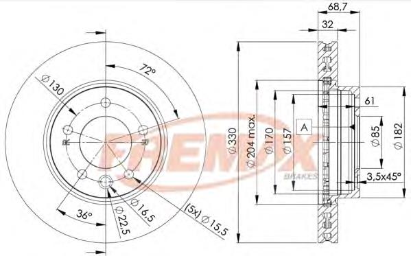 BD3327 Fremax disco do freio dianteiro