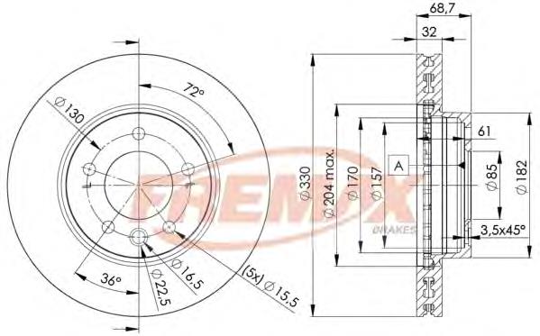 BD-3326 Fremax disco do freio dianteiro