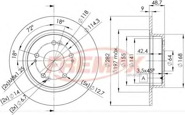 BD1258 Fremax disco do freio traseiro