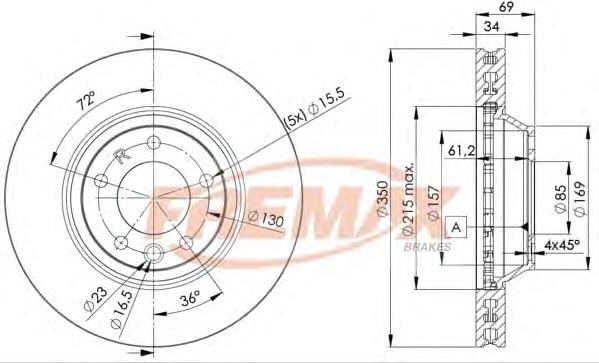 BD3324 Fremax disco do freio dianteiro