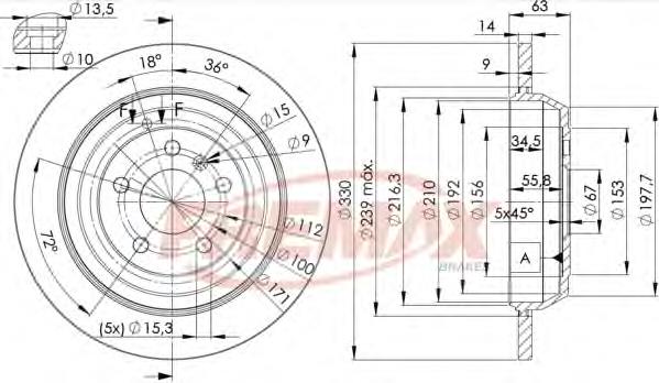 BD3508 Fremax disco do freio traseiro