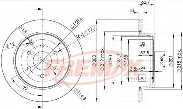 BD4203 Fremax disco do freio dianteiro