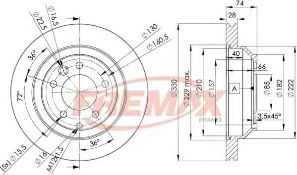 BD3328 Fremax disco do freio traseiro