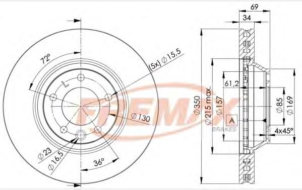 BD3323 Fremax disco do freio dianteiro