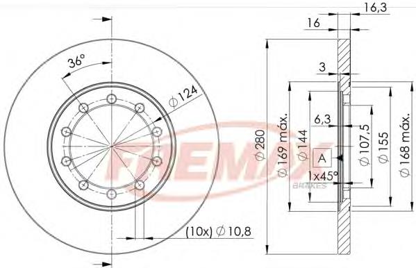 BD5631 Fremax disco do freio traseiro