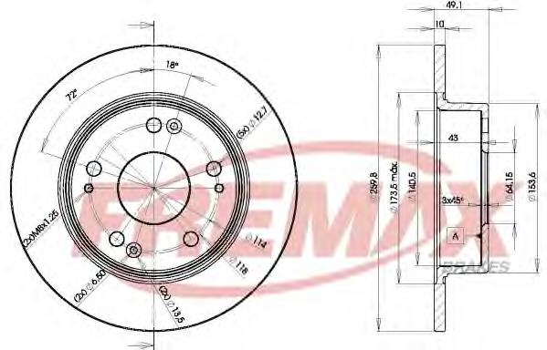 BD5252 Fremax disco do freio traseiro