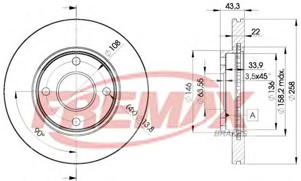 BD5344 Fremax disco do freio dianteiro