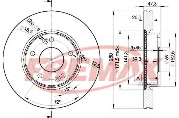 BD5171 Fremax disco do freio dianteiro