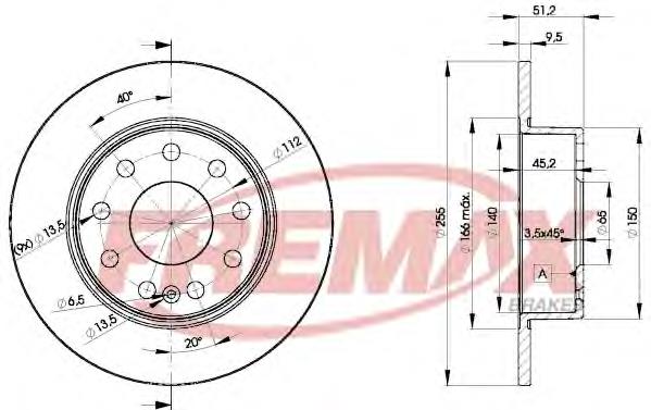 BD5616 Fremax disco do freio traseiro