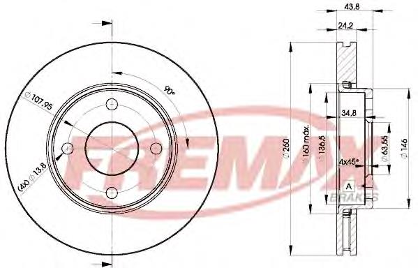 BD 5950 Fremax disco do freio dianteiro