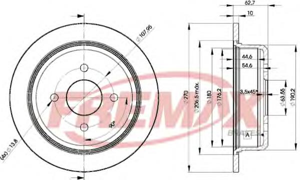 BD5951 Fremax disco do freio traseiro