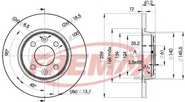 BD4707 Fremax disco do freio dianteiro