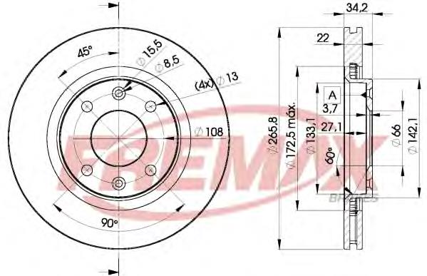 BD4750 Fremax disco do freio dianteiro