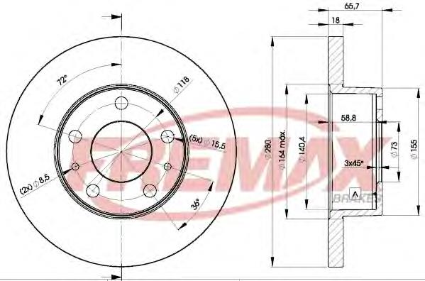 BD 4680 Fremax disco do freio dianteiro