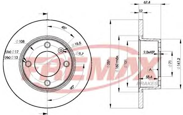 BD7812 Fremax disco do freio traseiro