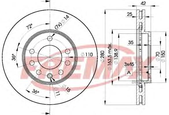 BD9060 Fremax disco do freio dianteiro