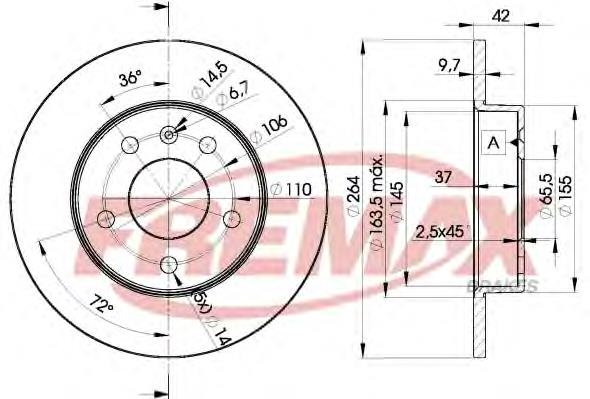 BD9110 Fremax disco do freio traseiro