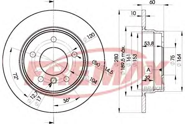 BD8936 Fremax disco do freio traseiro