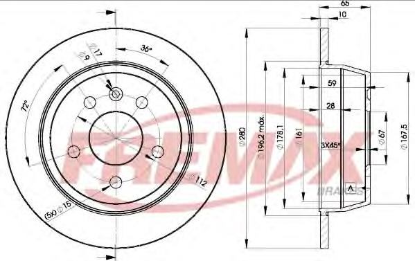 BD6381 Fremax disco do freio traseiro