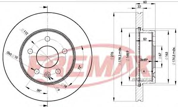 BD-6380 Fremax disco do freio dianteiro