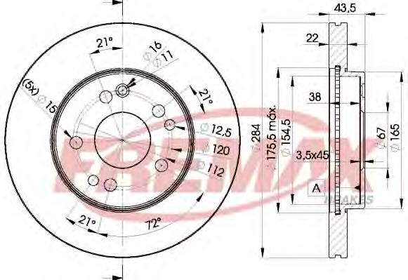 BD 7200 Fremax disco do freio dianteiro